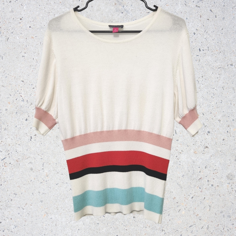 Vince Camuto Top Striped Red Pink Blue Petite Small